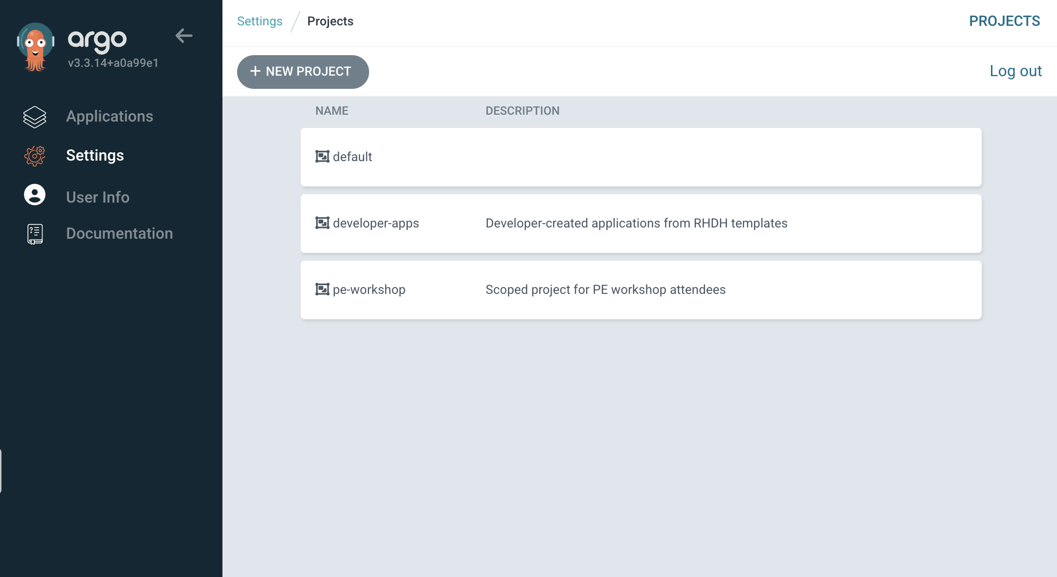 AppProject resources, as seen in the Argo CD UI