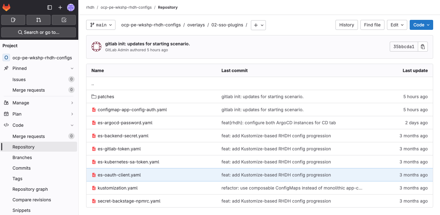 External Secret CRs for Developer Hub