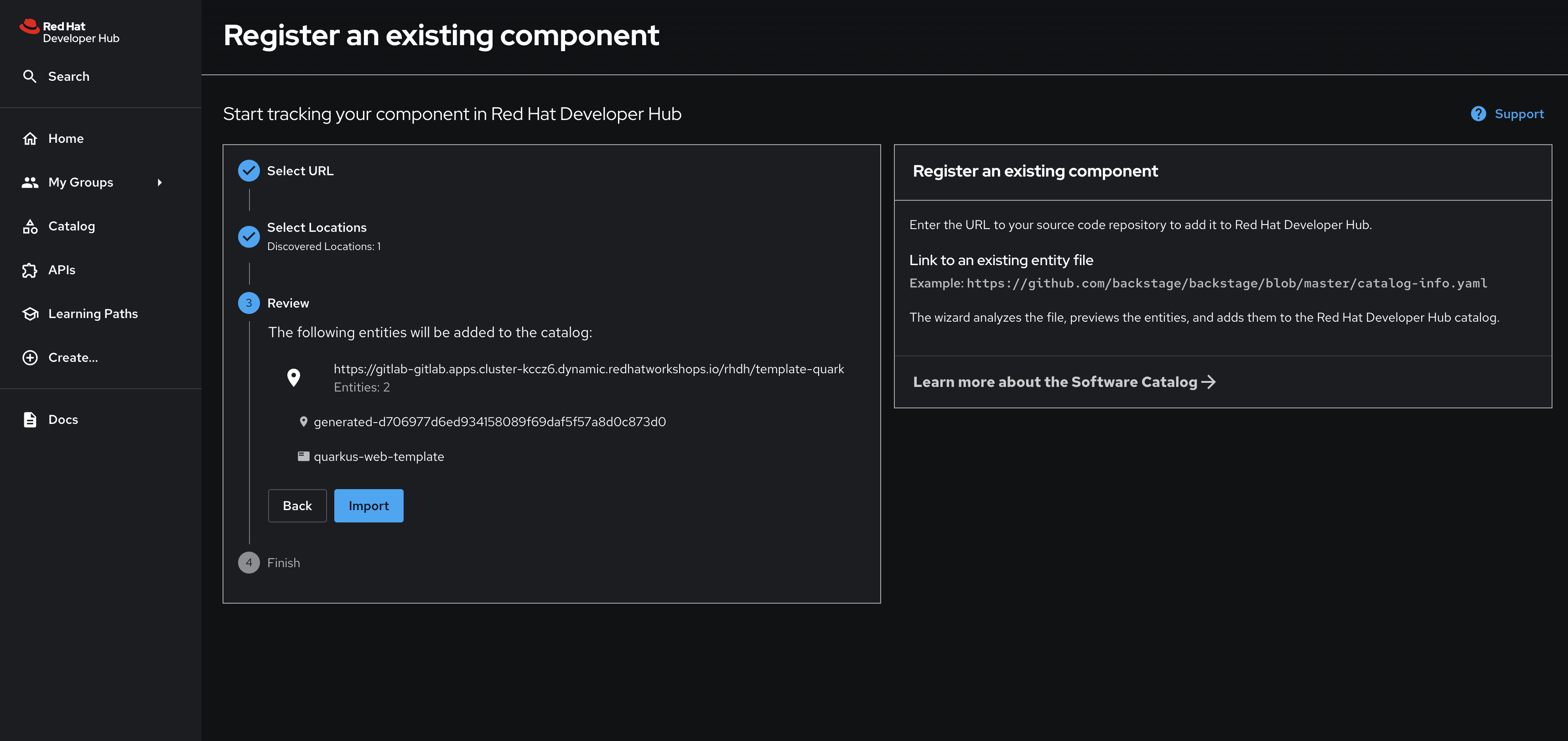 Registering and Entity