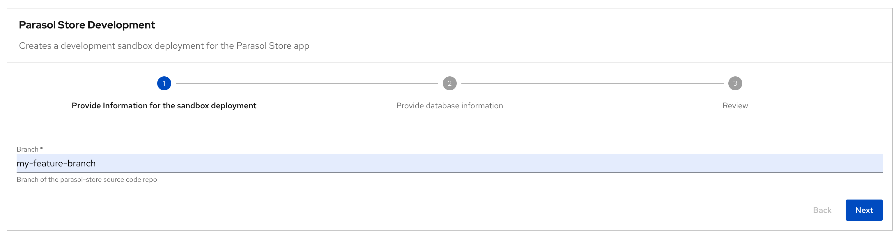 choose parasol store template step1