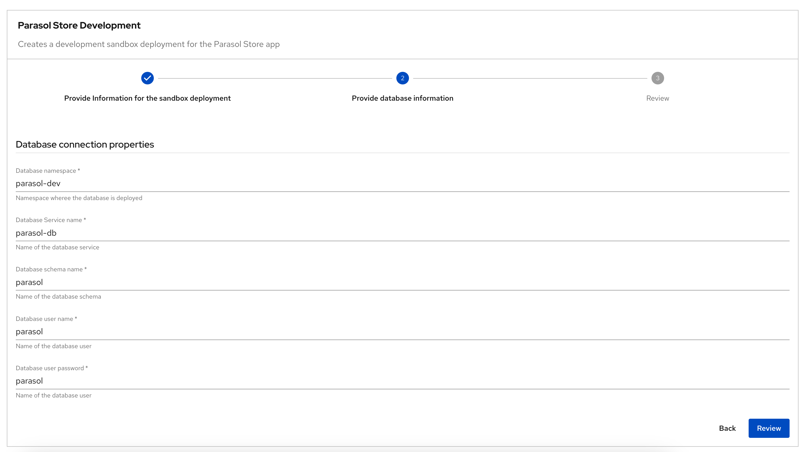 choose parasol store template step2