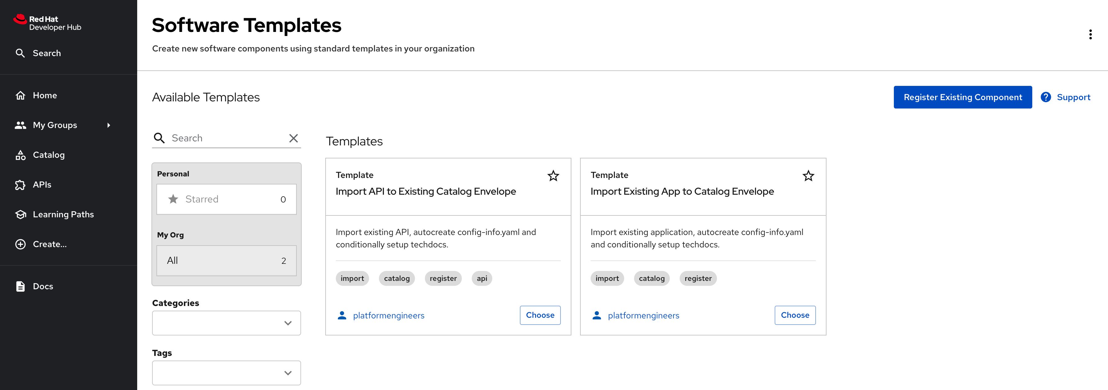 import templates list