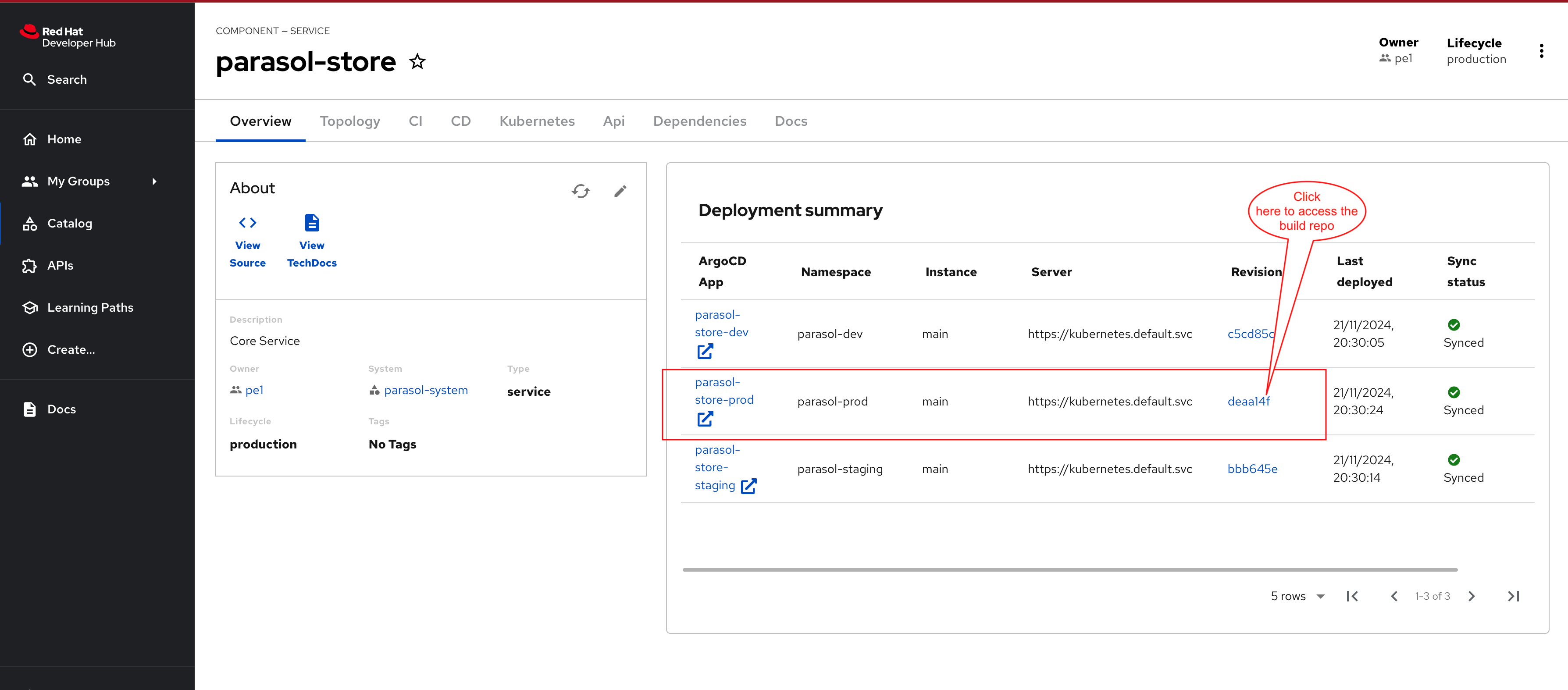 parasol store deployment summary