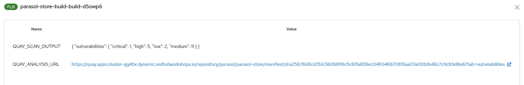 DevPipeline output