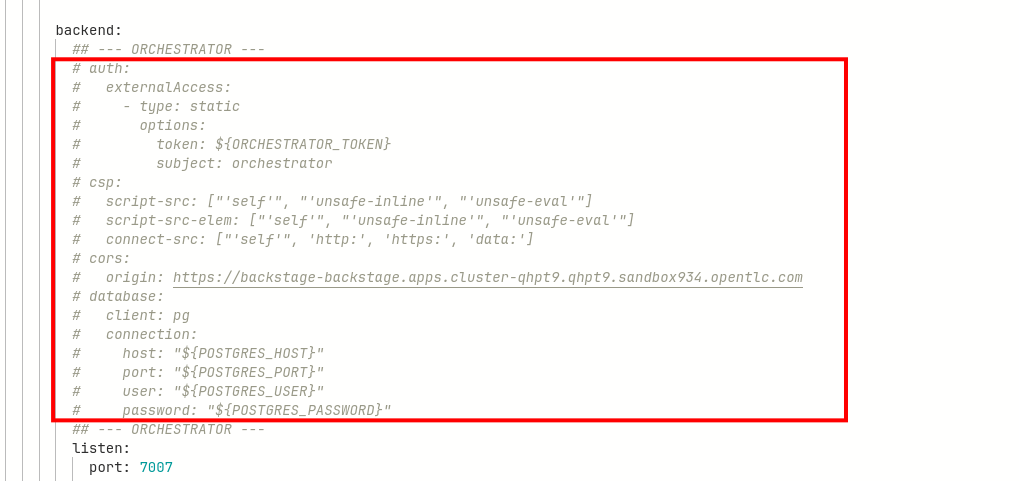 Orchestrator configuration